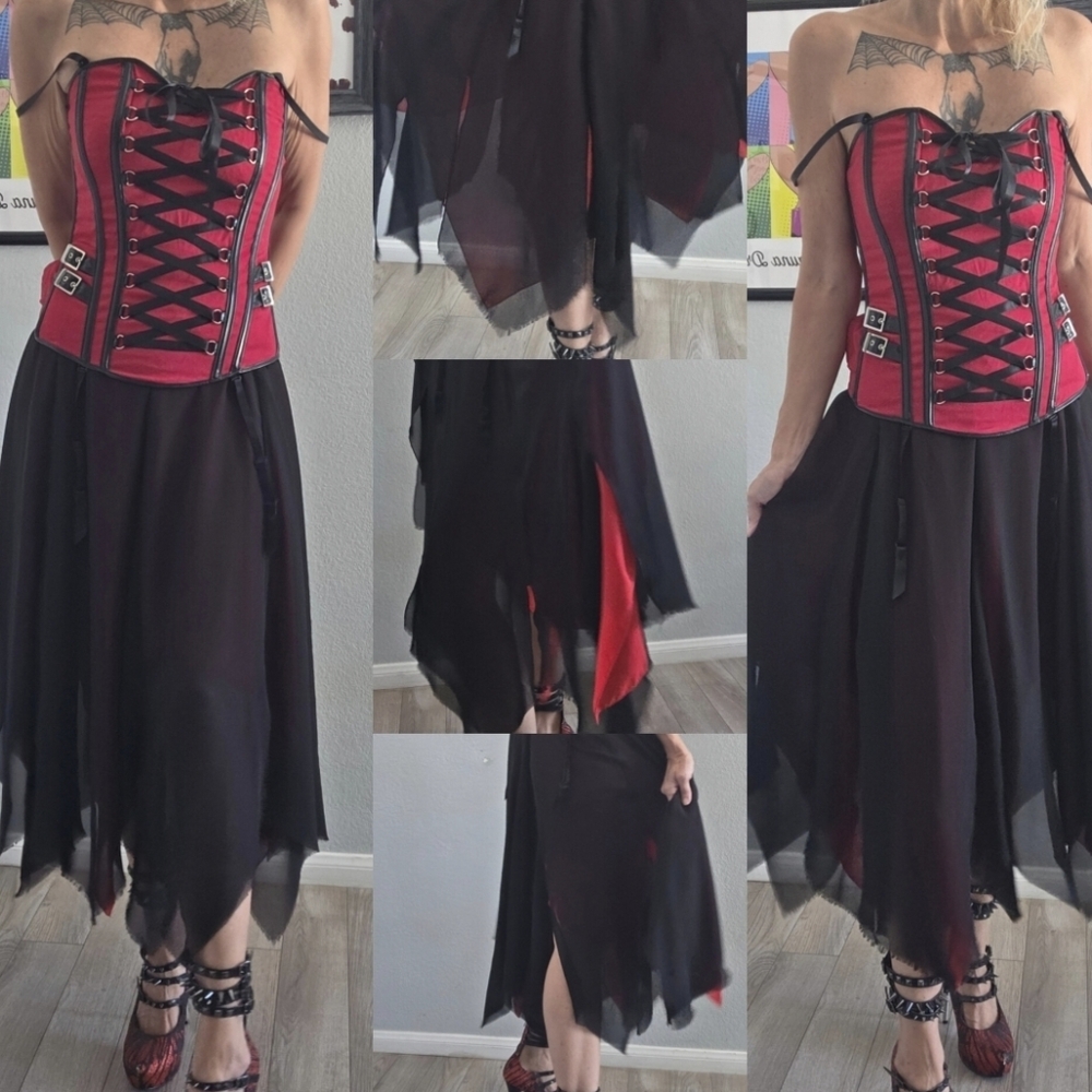 S Widow Black and Red Skirt